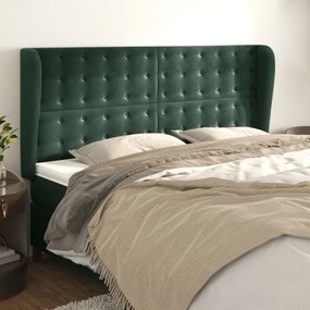 Testiera Ad Orecchio Verde Scuro 203x23x118/128cm İn Velluto /