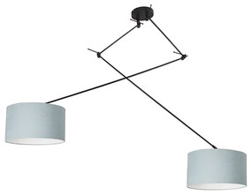 Lampada a sospensione nera con paralume 35 cm blu chiaro regolabile 2 luci - Blitz