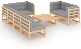 Set divani da giardino 8 pz con cuscini legno massello di pino