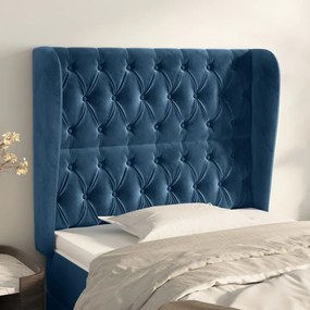Testiera Ad Orecchio Blu Scuro 93x23x118/128 Cm İn Velluto /