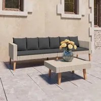 Set Divani da Giardino 2 pz con Cuscini in Polyrattan Beige