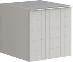 Base laterale Pixel con anta Grid laccato opaco Beige Greige e maniglia alluminio brillante L.40 H.40 P.45,5 cm.