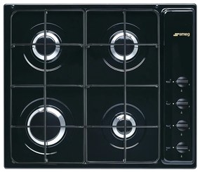 Piano cottura 4 fuochi L 58.5 cm S64SN SMEG nero griglie in acciaio smaltato