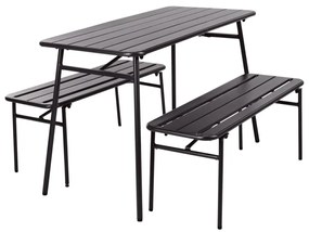 Progarden set tavolo e panca da giardino 3 pz in acciaio grigio