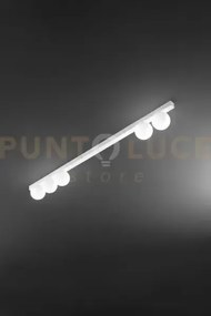 Applique in metallo bianco e vetro bianco acidato snooky 5 luci att...