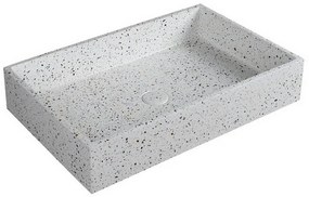 Kamalu - lavabo da appoggio rettangolare con finitura terrazzo stracciatella | kterd-600str