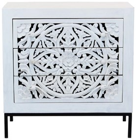 OHM - comò cassettiera con decoro 3 cassetti legno e ferro