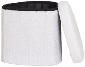 Poggiapiedi bianco con rivestimento in bouclé Medford – House Nordic