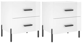 Comodini 2 pz Bianco Lucido 40x35x47,5 cm in Legno Multistrato