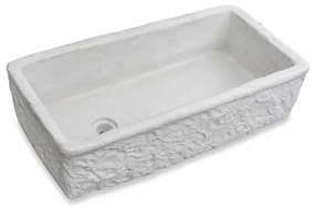 Acquaio Da Esterno Lavabo Vasca Rettangolare 80x40xh22 Cm Effetto Pietra Bianco LA010