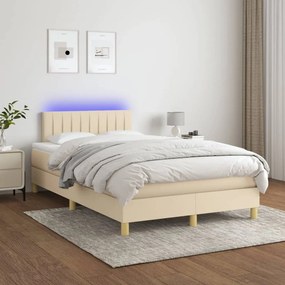 Letto A Molle Con Materasso E Led Crema 120x200cm İn Tessuto /