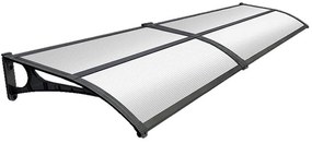 Pensilina in policarbonato trasparente L 270 x P 100 cm struttura in alluminio nero