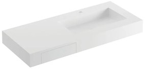Lavabo a incasso rettangolare L 120 x H 14 x P 46 cm in solid surface bianco
