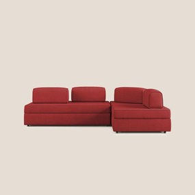 Liberty divano angolare con pouf estraibile e schienali movibili in tessuto morbido impermeabile T02