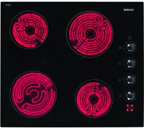 Beko - Piano cottura in vetroceramica da 58 cm a 4 fuochi 5800w nero - hic64100