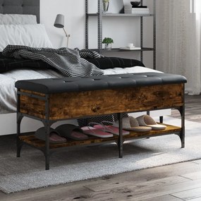 Panca Porta Scarpe Rovere Fumo 102x42x45 Cm Legno Multistrato /