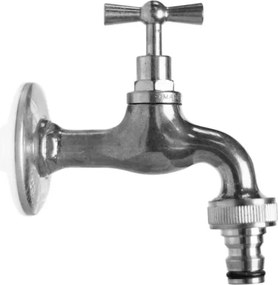 Rubinetto In Ottone Cromato 1/2" Per Fontane E Bacinelle Con Portagomma