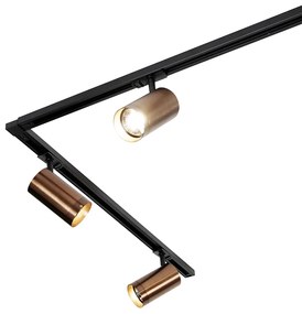 Sistema di illuminazione a binario moderno con 5 faretti bronzo scuro 1 fase GU10 70mm - Iconic Jeana Luxe