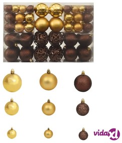 vidaXL Set Palline di Natale 100 pz 3/4/6 cm Marrone/Bronzo/Oro