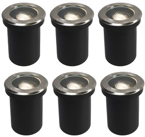 Set di 6 faretti da terra moderni in acciaio inox IP65 orientabili - Delux