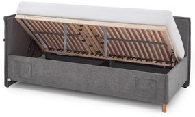 Letto da bambini con sponde grigio imbottito con contenitore con rete inclusa 90x200 cm Fun – Meise Möbel