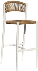Sgabello da giardino in alluminio bianco, seduta in rattan sintetico