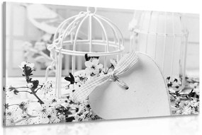 Stampa su tela – Natura morta romantica in stile vintage in bianco e nero