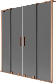 Mexen Velar L Duo paratia da vasca da bagno scorrevole a 2 ante 150 x 150 cm, grafite, rame spazzolato - 896-150-003-42-65