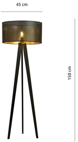 Piantana Moderno Drago Acciaio Nero Oro 1 Luce E27 Ip20