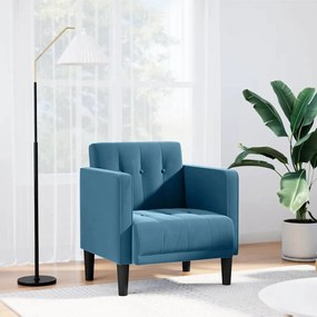 Divano Sedia Con Braccioli Blu 53 Cm İn Velluto /