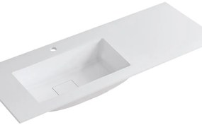 Lavabo a incasso rettangolare vasca a sinistra L 120.5 x H 15 x P 46 cm in resina bianco opaco