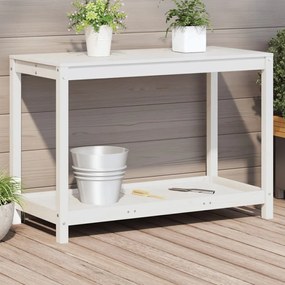Tavolo Invaso Con Ripiano Bianco 108x50x75 Cm Massello Pino /