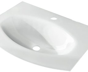 Lavabo d'appoggio rettangolare Sting L 70 x H 1.5 x P 52 cm in vetro bianco