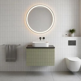 Mobile da bagno sospeso sotto lavabo Pixel grid 1 cassetto L 60 x H 40 x P 45.5 cm verdesalvia laccato opaco, con maniglia alluminio nero opaco