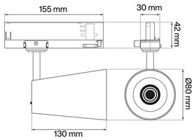 Faro LED 30W Trifase CRI92 CCT Bianco Variabile 38° Bridgelux LED Colore Bianco Variabile CCT