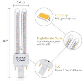 Lampadina LED G24D-3/11W/230V 3000K - Aigostar