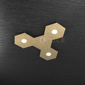 Hexagon applique-plafoniera 3 luci + 1 decorativo foglia oro 1142-3...