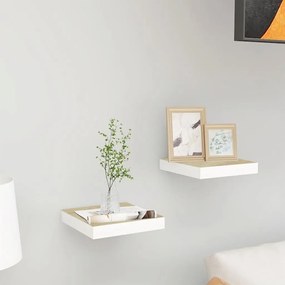 Scaffali A Parete 2 Pz Rovere E Bianco 23x23,5x3,8 Cm İn Mdf /