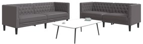 Set Divani Chesterfield 2pz Grigio İn Similpelle /