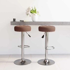 Sgabelli Da Bar 2 Pz Marroni İn Tessuto /