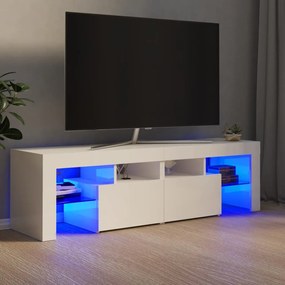 Mobile porta tv con luci led bianco lucido 140x36,5x40 cm