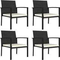 Sedie da Pranzo per Giardino 4 pz in Polyrattan Nero cod mxl 23193