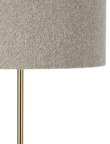Lampada da terra moderna ottone con paralume bouclè tortora 50cm - Kaso