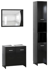 Set mobili da bagno 3 pz nero in truciolato