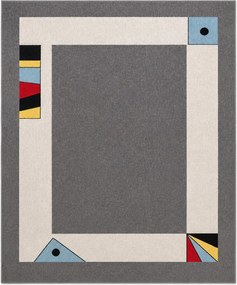 Tappeto Moderno Geometrico Grigio 170x235 cm in Misto Lana Design Contemporaneo