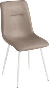 Sedia in ecopelle Tortora con gambe in metallo Bianco - LILY 2 sedie