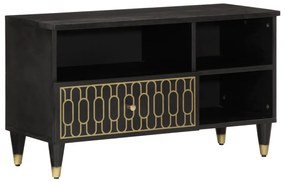 Mobile Porta Tv 80x33x46 Cm İn Legno Massello Di Mango /