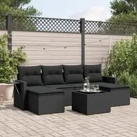 Set Divani da Giardino con Cuscini 7pz Nero Polyrattancod mxl 112862