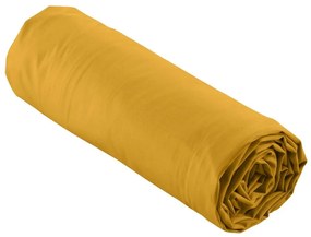 Lenzuolo giallo in percalle di cotone elasticizzato 180x200 cm Percaline - douceur d'intérieur