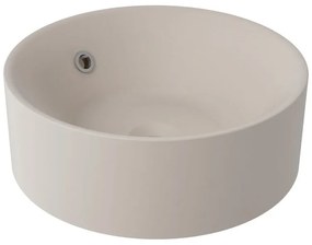 Lavabo da appoggio capsule tondo in ceramica beige e naturale opaco